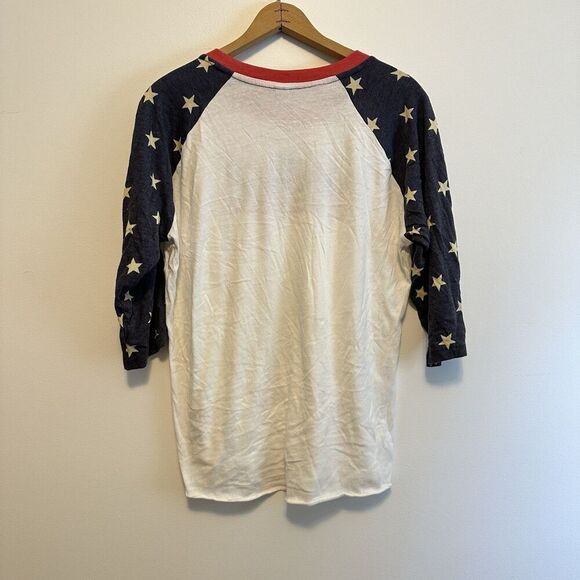 Alternative Earth Womens America USA Red White and Blue 3/4 Sleeve Shirt Sz XL - Picture 5 of 7